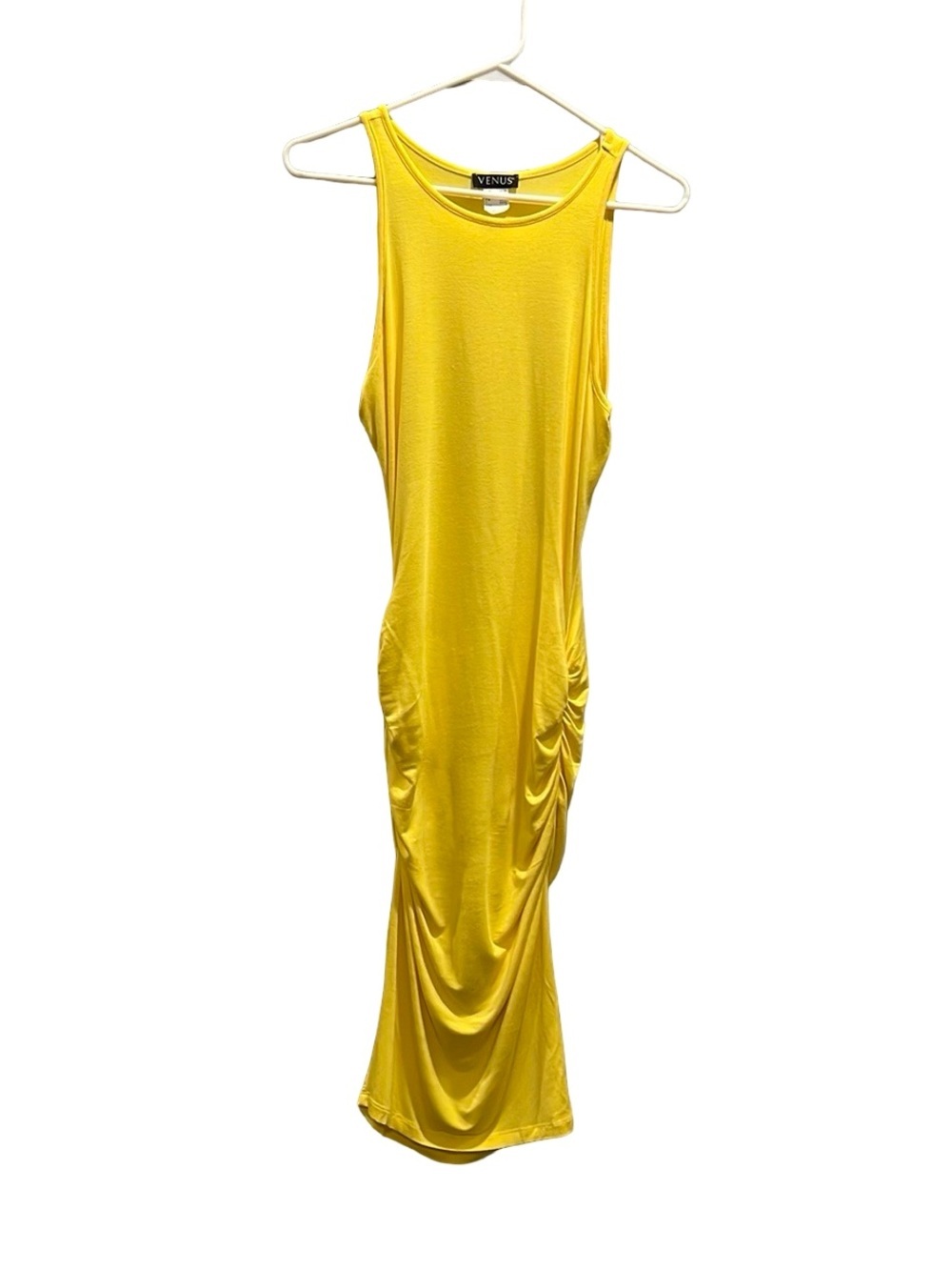 Venus Yellow bodycon dress with ruching detail